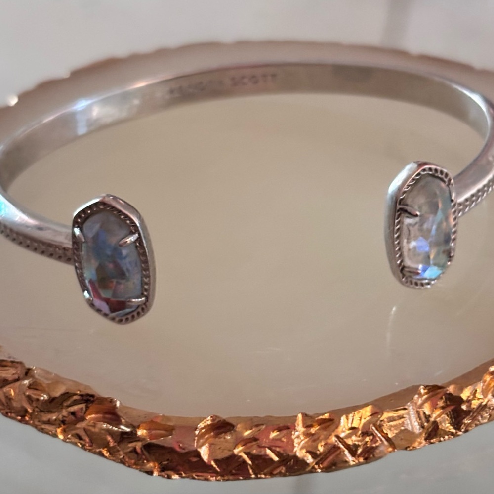 Kendra Scott Silver Bracelet with Opalescent Dichroic Glass Accents